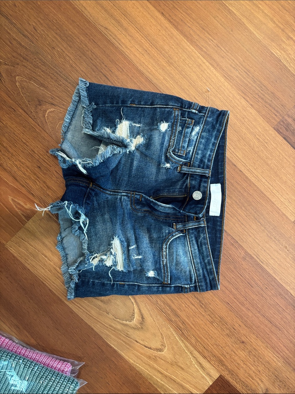 Vervet Women's Dark Blue Distressed Denim Shorts